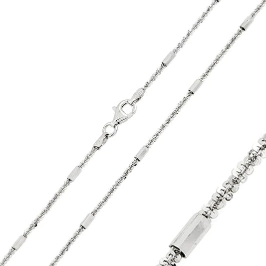 Silver 925 Rhodium Plated Tubes On Roc 030 Chain 2mm