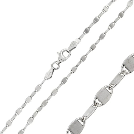 Silver 925 Rhodium Plated Alternating Lock Oval Confetti