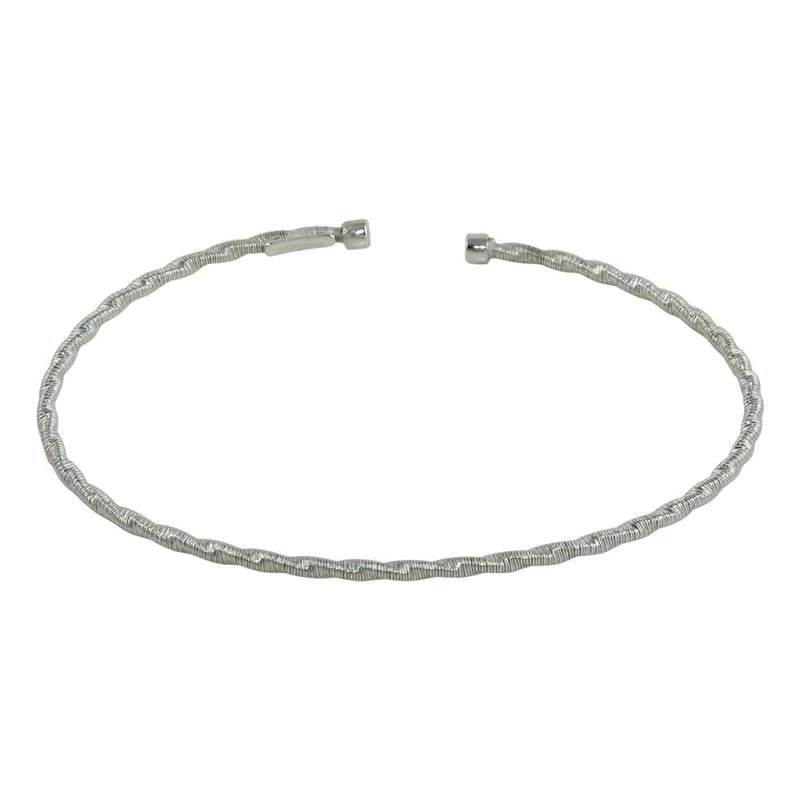 Sterling Silver 925 Rhodium Plated Twisted Thin Rope Bangles