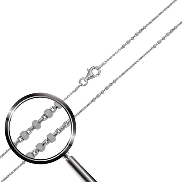 Silver 925 Rhodium Plated DC Beaded Link Chain 1.5mm