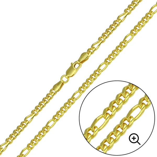 Silver Gold Plated Miami Curb 100 5+1 3.3mm