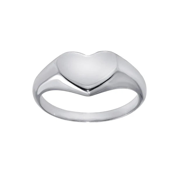 Rhodium Plated 925 Sterling Silver Heart Ring