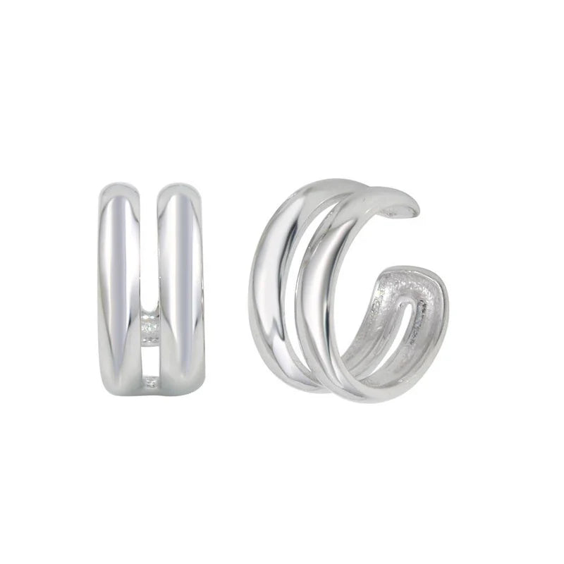 Rhodium Plated 925 Sterling Silver Double Ear Cuffs