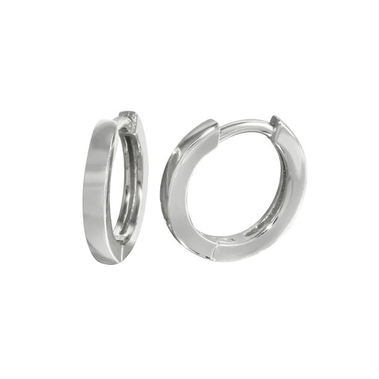 Rhodium Plated 925 Sterling Silver Huggie Hoop Earring