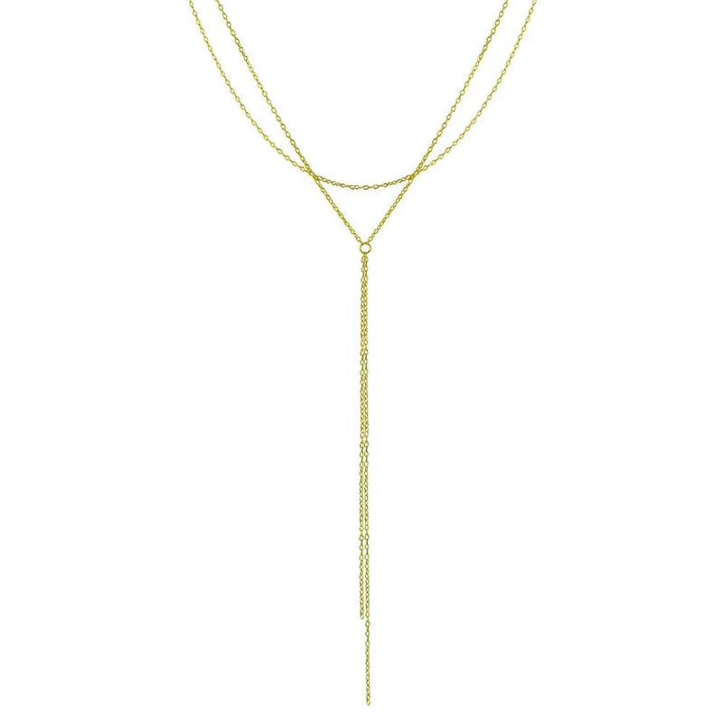 Gold Plated 925 Sterling Silver Dangling Chain Necklace