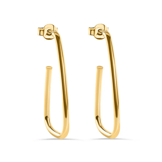 Gold Plated 925 Sterling Silver Semi Triangle 34mm Stud Earring