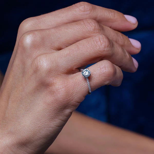 Silver 925 Rhodium Plated 1 Carat Moissanite Stones Ring