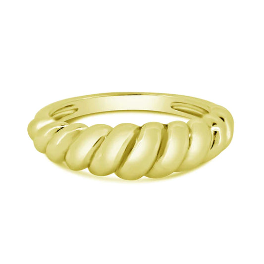 Silver 925 Gold Plated Croissant Design Ring