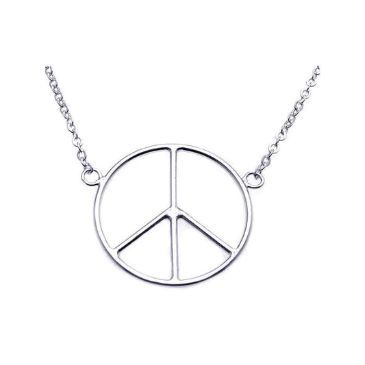 Silver 925 Rhodium Plated Peace Pendant Necklace