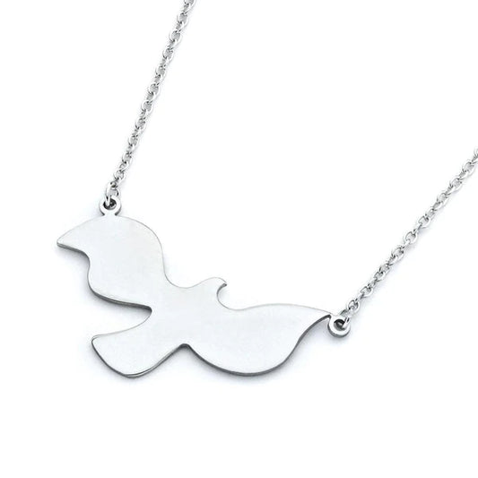 Silver 925 Rhodium Plated Dove Pendant Necklace