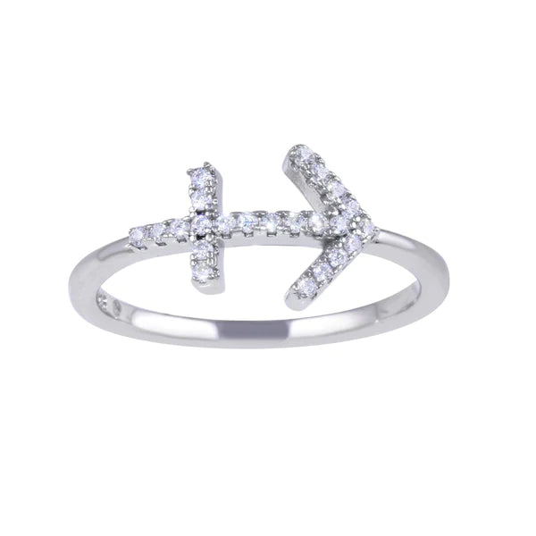 Sterling Silver 925 Rhodium Plated Sagittarius CZ Zodiac Sign Ring