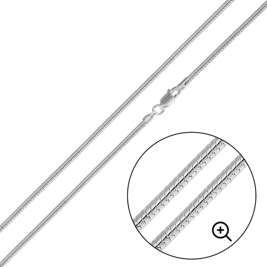 Sterling Silver 925 High Polished Round Snake 030 Chain 1.4mm