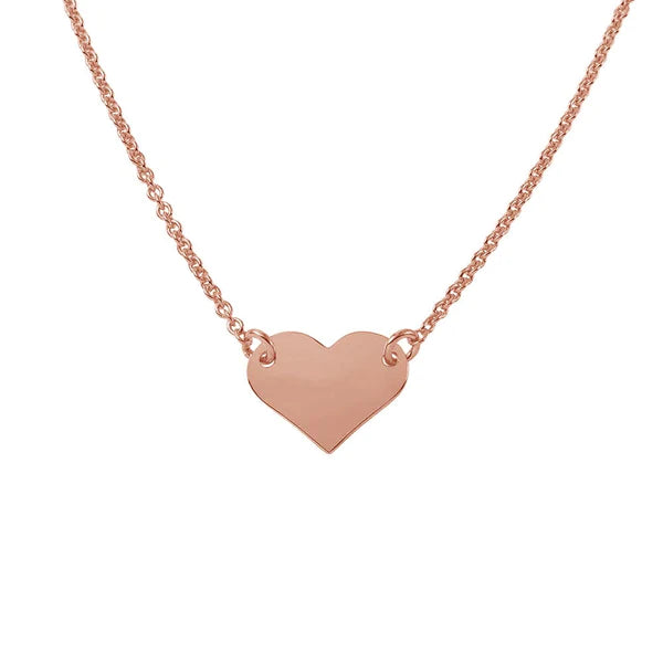 Sterling Silver 925 Rose Gold Plated High Polished Heart Necklace