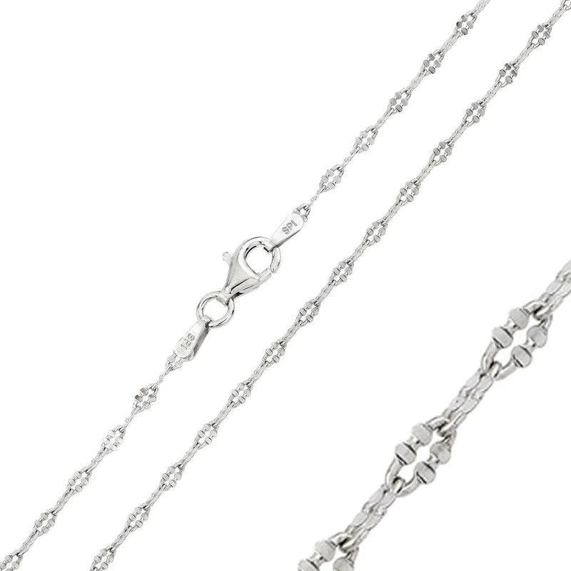 Silver 925 Rhodium Plated Diamond Cut Oval Link 030 Chain