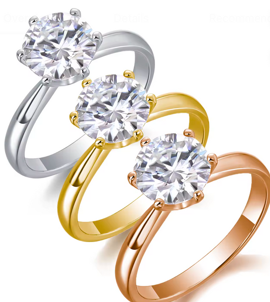 .925 1 Carat Moissanite Silver Six Claw Ring