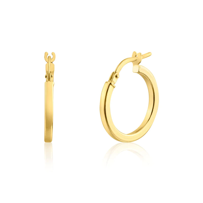 Silver 925 Gold Plated Silver 2mm Hoop Earrings