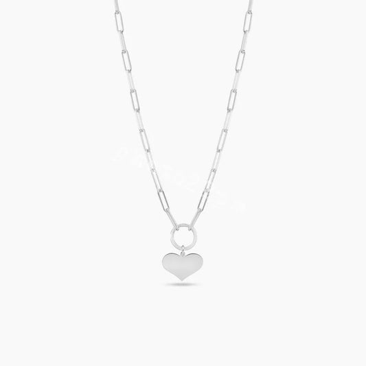 925 Sterling Silver Basic Link Chain Heart Necklace