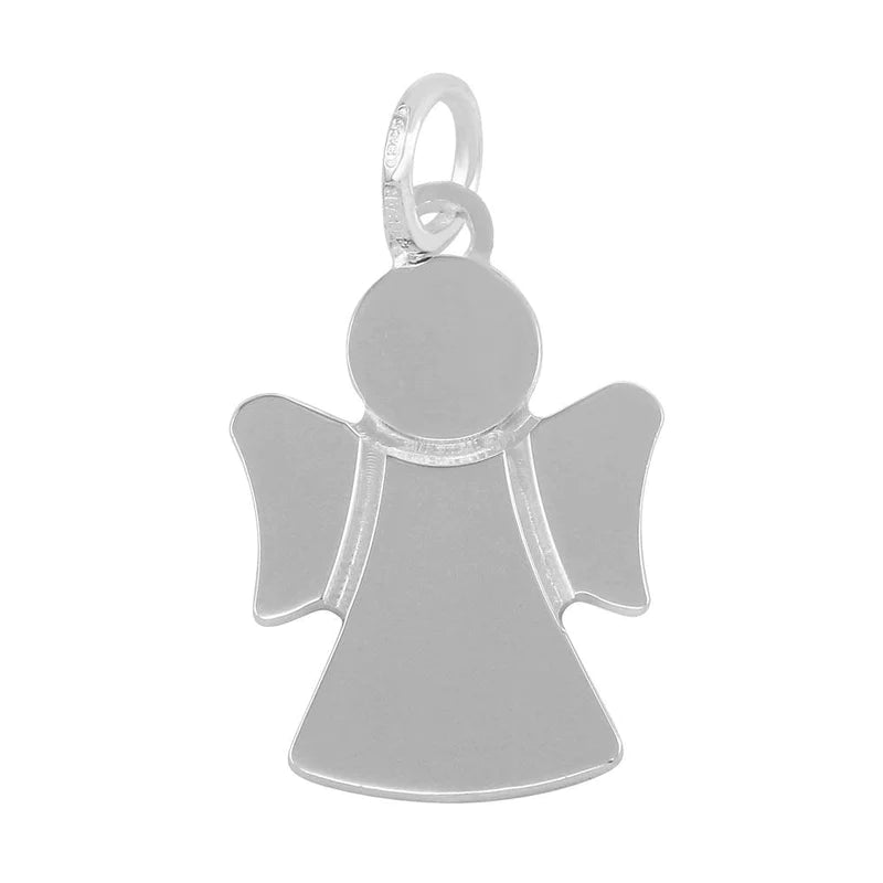 Silver 925 Rhodium Plated Engravable Angel Pendant