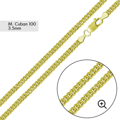 Silver 925 Gold Plated Miami Cuban 100 Chain Link