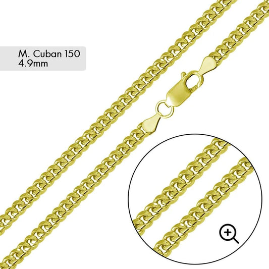 Silver 925 Gold Plated Miami Cuban 150 Chain Link