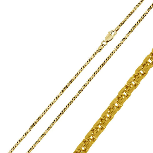 Silver 925 Gold Plated Round Box 035 Chain 1.7mm