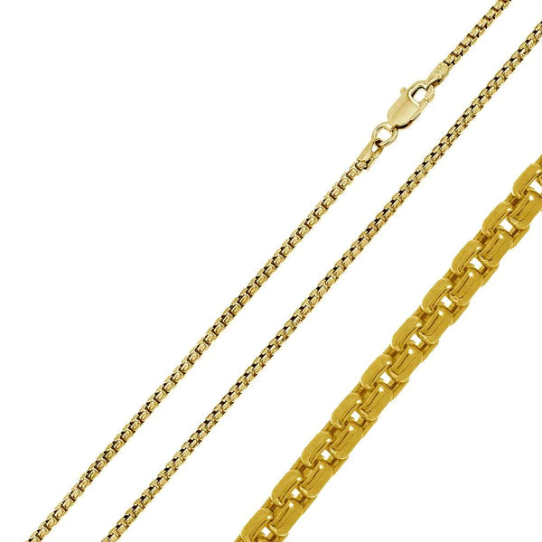 Silver 925 Gold Plated Round Box Chain 2.1mm