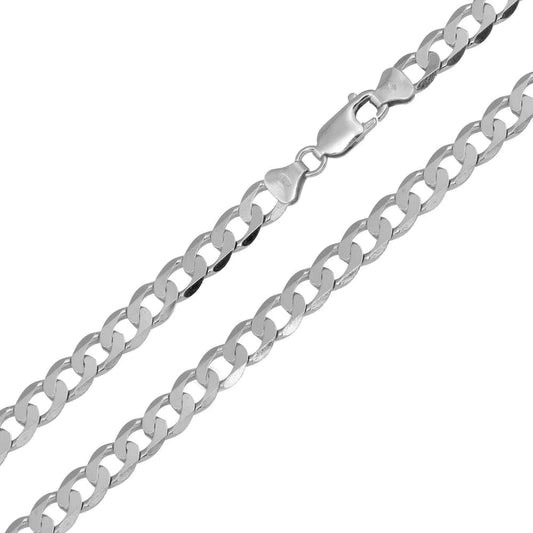 Silver 925 Rhodium Plated Super Flat Curb 080 Chain 3mm