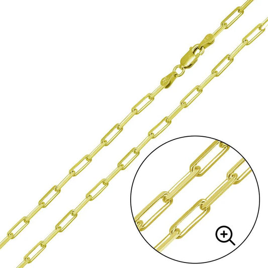 Gold Plated 925 Sterling Silver Paperclip Link Bracelet 2.8mm