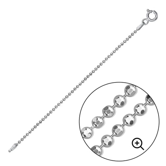 Silver 925 Diamond Cut Bead 120 Bracelets 1.2mm