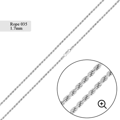 Silver 925 Rope 035 Chain 1.7mm