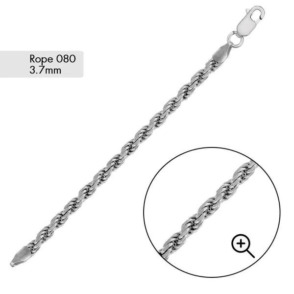 Silver 925 Rope 080 Bracelet 3.7mm