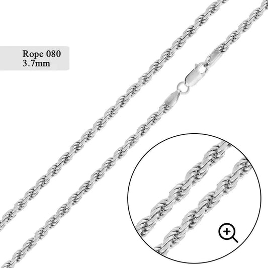 Silver 925 Rope 080 Chain 3.7mm