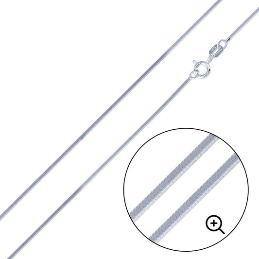 Silver 925 4 Sided Snake Square 025 Chain 0.9mm