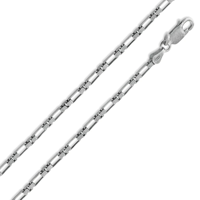 Silver 925 Gun Metal Figaro Box 2.3mm Chain