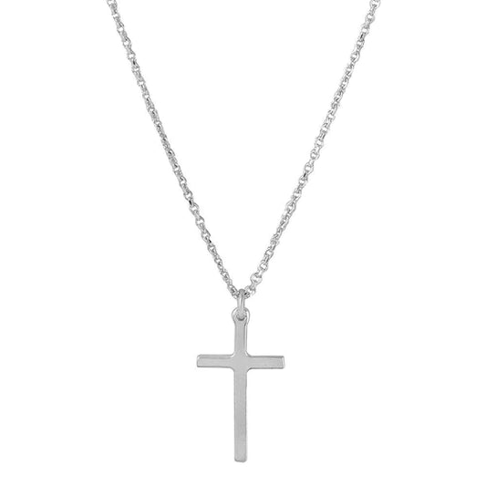 Silver 925 Rhodium Plated Cross Pendant with Chain