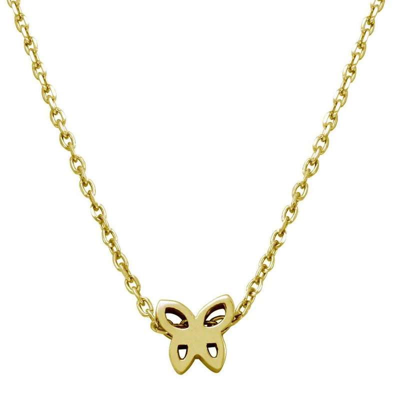 Silver 925 Gold Plated Mini Butterfly Pendant Necklace