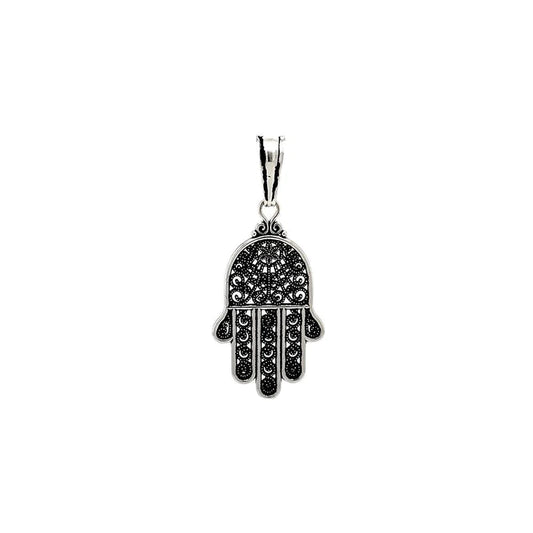 Silver 925 Oxidized Hamsa Hand Charm Pendant