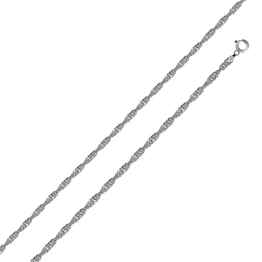 Silver 925 Rhodium Plated Singapore 015 Chain 1mm