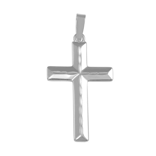 High Polished 925 Sterling Silver Flat Cross Pendant