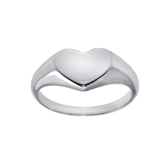 Rhodium Plated 925 Sterling Silver Heart Ring
