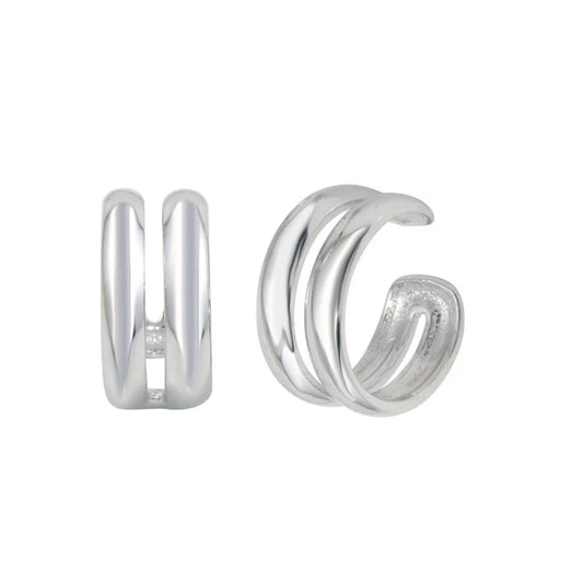 Rhodium Plated 925 Sterling Silver Double Ear Cuffs