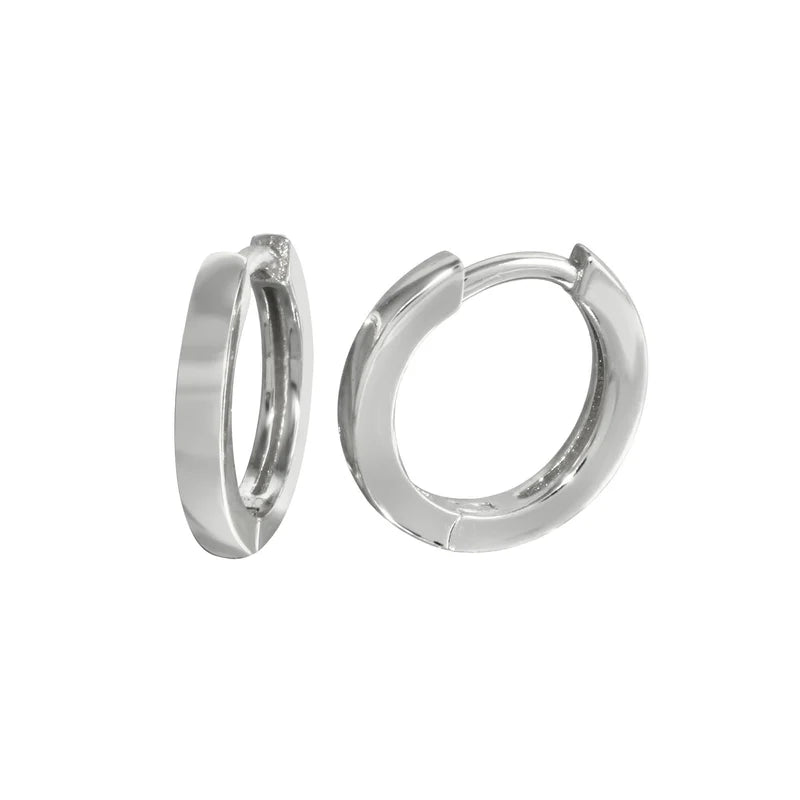 Rhodium Plated 925 Sterling Silver Huggie Hoop Earring