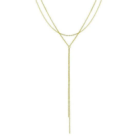 Gold Plated 925 Sterling Silver Dangling Chain Necklace