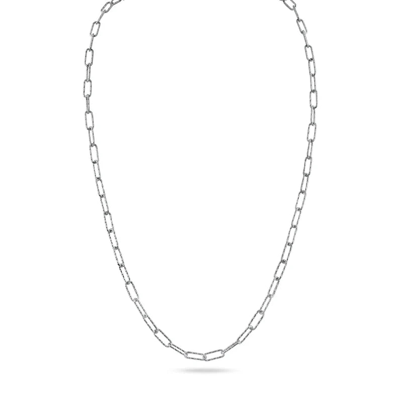 925 Sterling Silver Diamond Cut Paperclip Link Chain 3.2mm