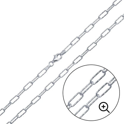 925 Sterling Silver Diamond Cut Paperclip Link Chain 3.2mm