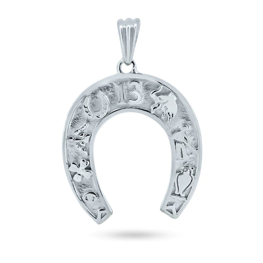 Silver 925 Rhodium Plated Lucky Horse Shoe Pendant