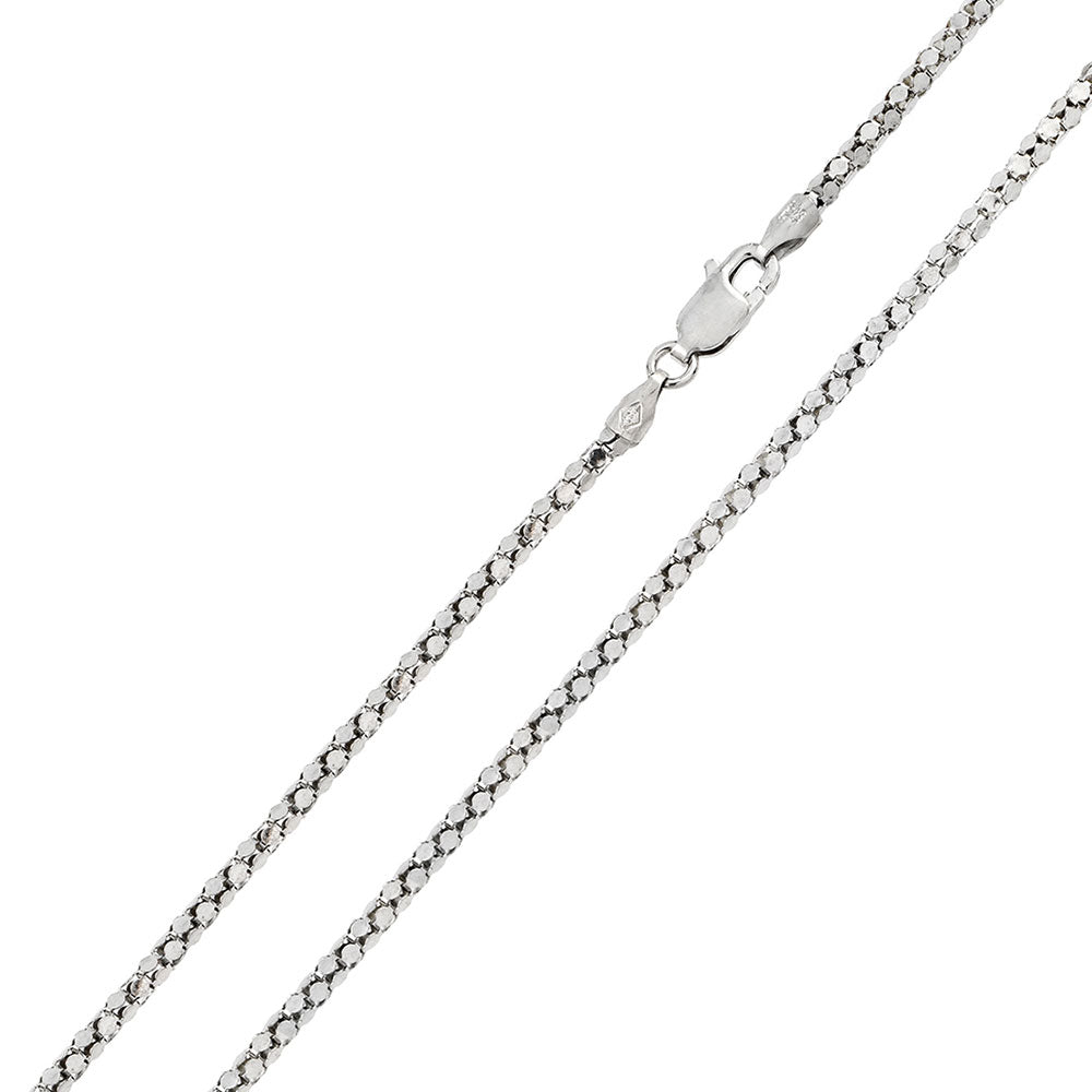 Sterling Silver 925 Rhodium Plated DC Flat Multi Disc Coreana 020 Chain 2mm