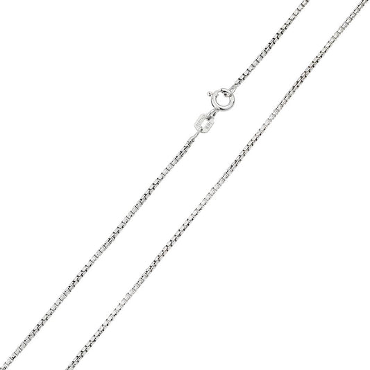 Sterling Silver 925 Rhodium Plated Box Round Diamond Cut 019 Chain 1mm