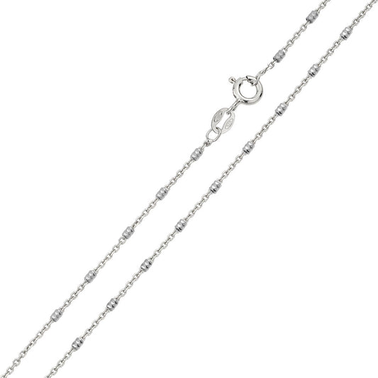 Sterling Silver 925 Rhodium Plated Diamond Cut Tube Chains 1.2mm