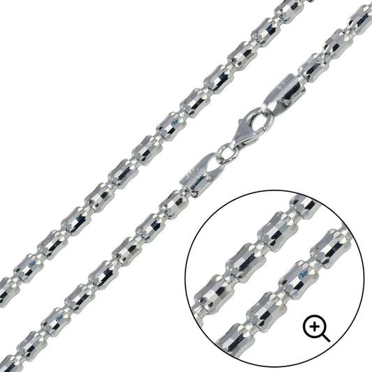 Silver 925 Platinum Plated Barrel Crystal Chain 4mm